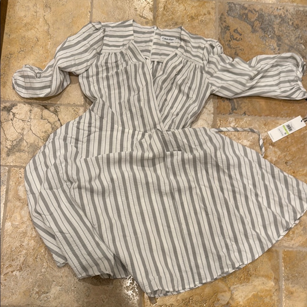 Calvin Klein Striped Wrap Dress